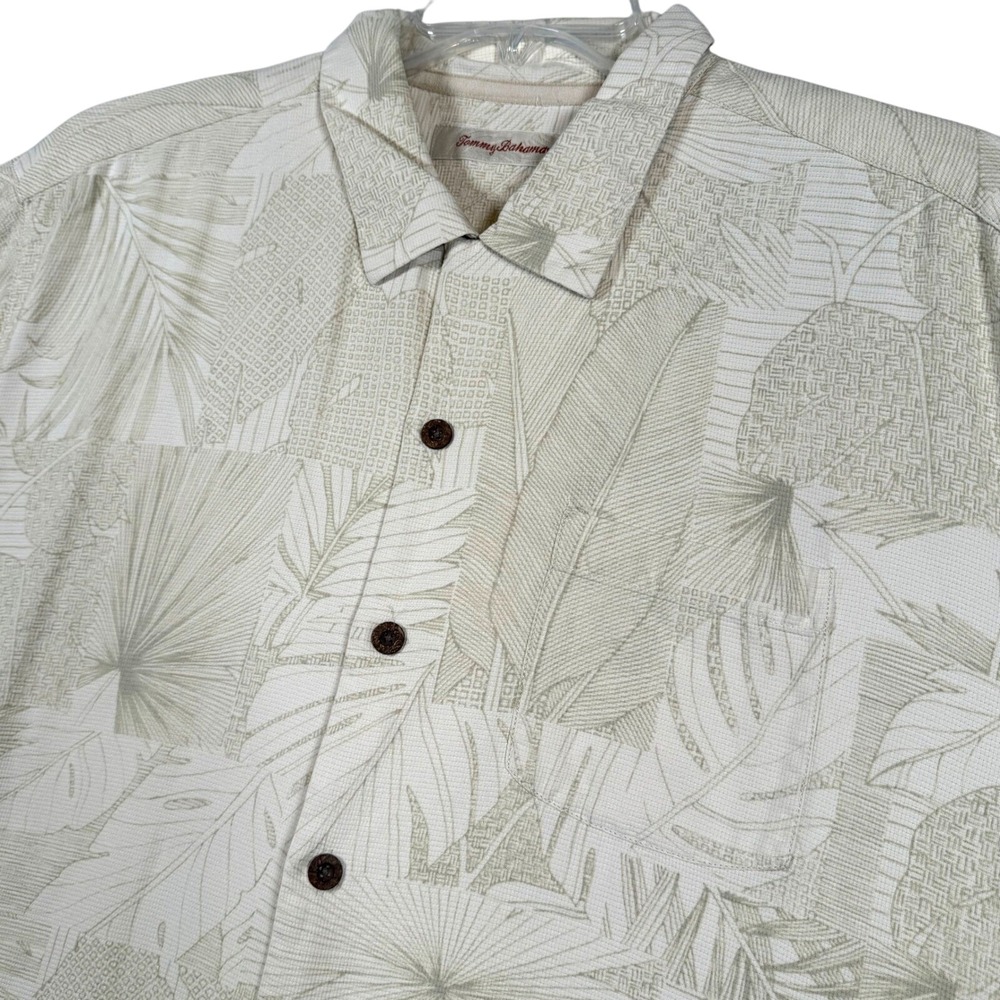 Tommy Bahama Mens XL 100% Silk Shirt Tropical Palm Tree‎ Island Camp Button Up